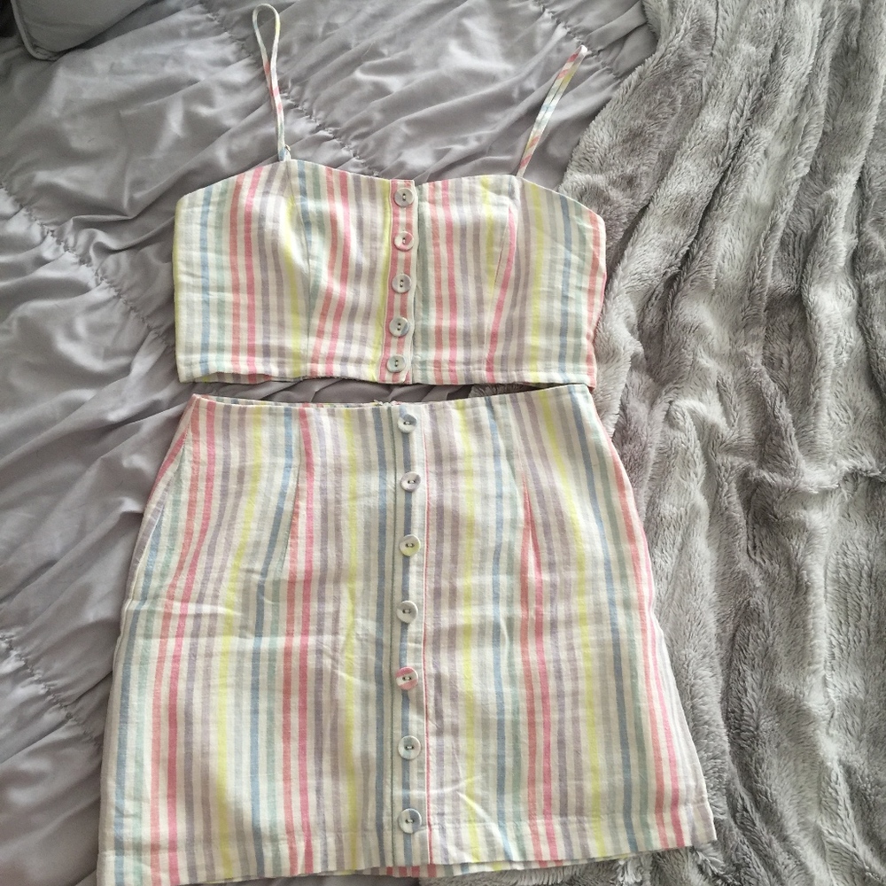 Striped Top and Skirt Set - Picture 2 of 2